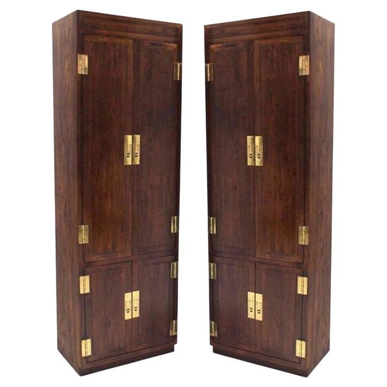 Midcentury Walnut Tallboy Cabinet by Henredon (IN STOCK) In Good Condition For Sale In New York, NY