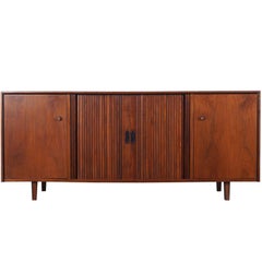 Midcentury Walnut Tambour Door Credenza by Dillingham