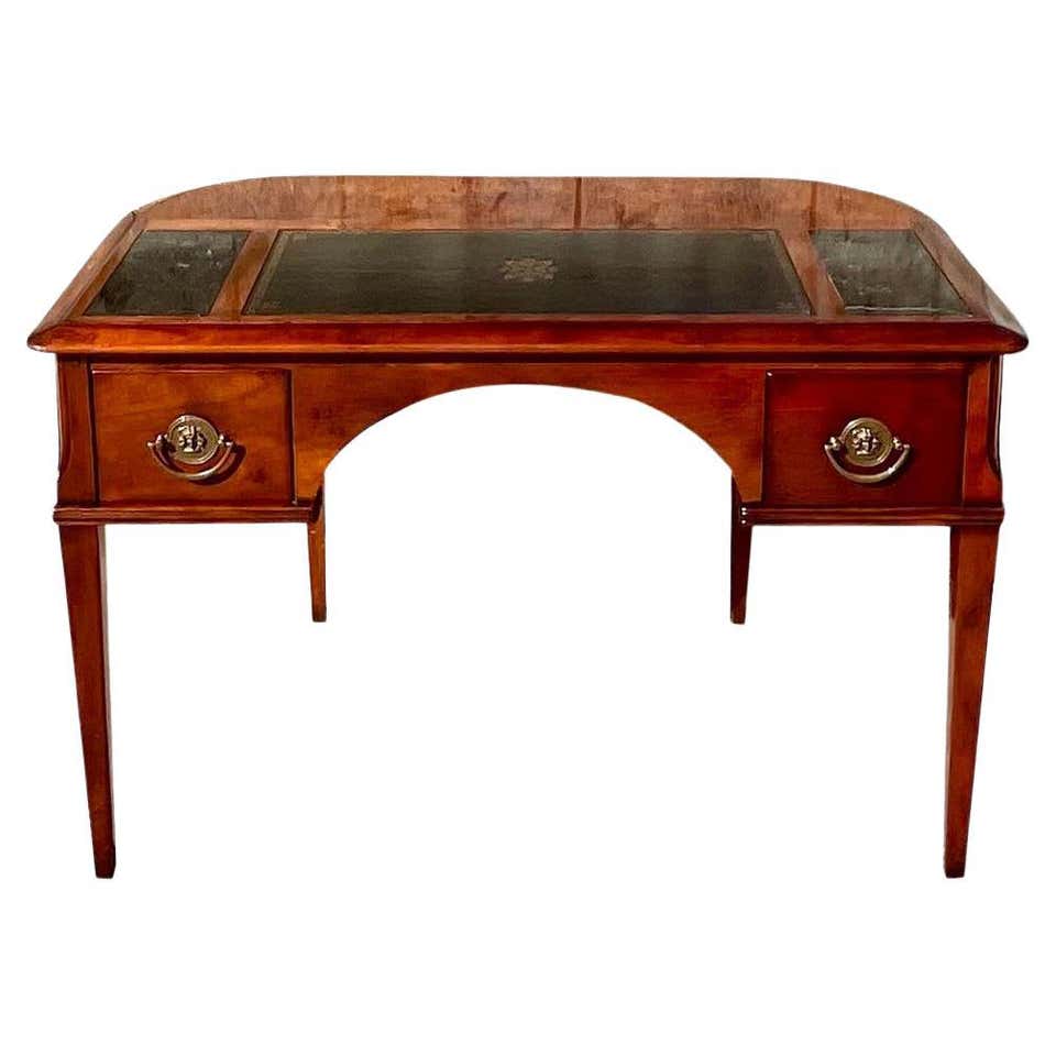 Library Writing Desk Solid Walnut Writing Desk with Brass Inlay