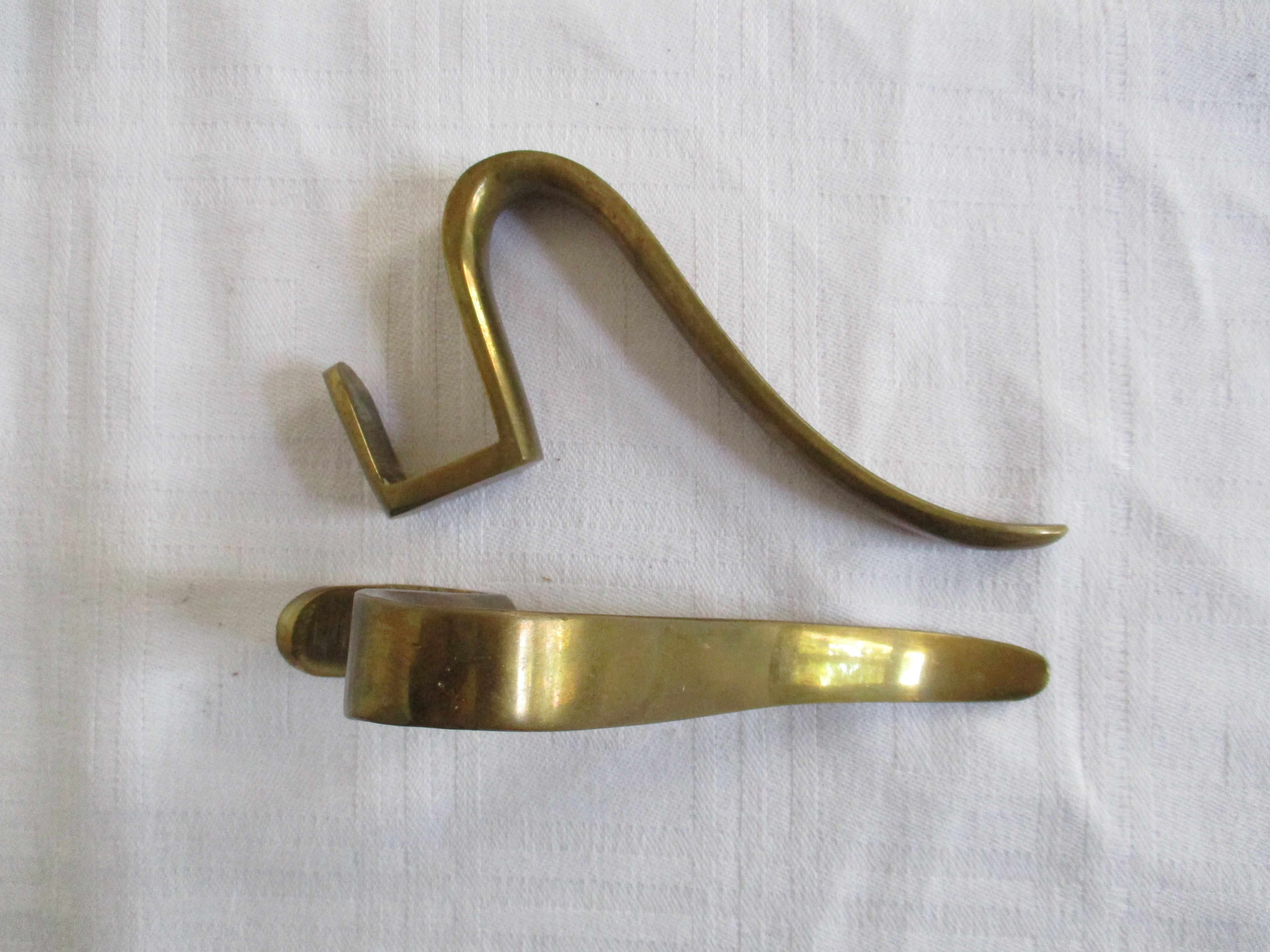 Midcentury hooks from Vienna, Austria in brass.