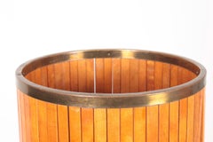 Midcentury Waste Bin in Beech and Brass, Made in Denmark, 1950s