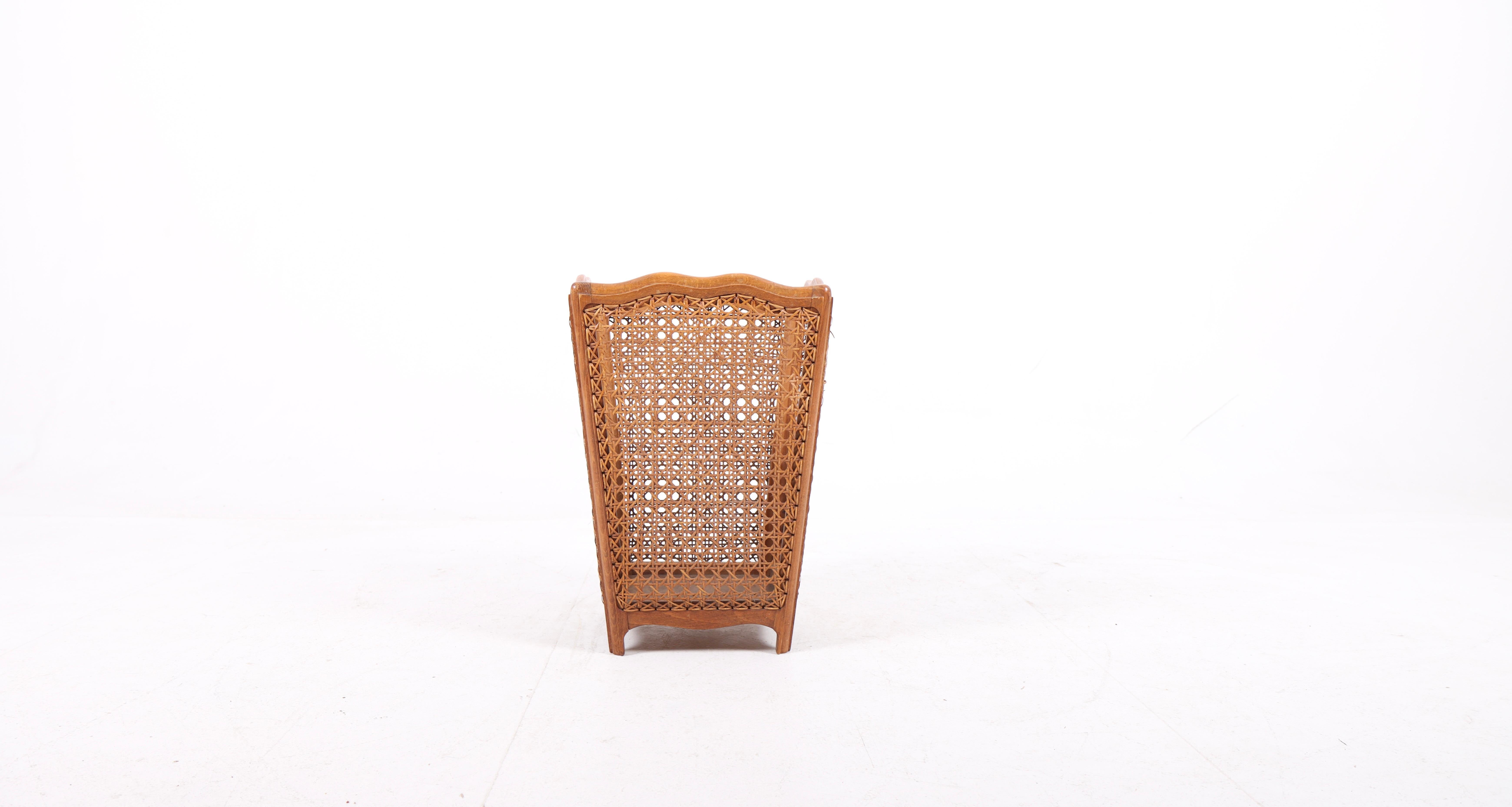 Mid-Century Modern Midcentury Waste Bin in Beech and Cane, Made in Denmark, 1950s For Sale