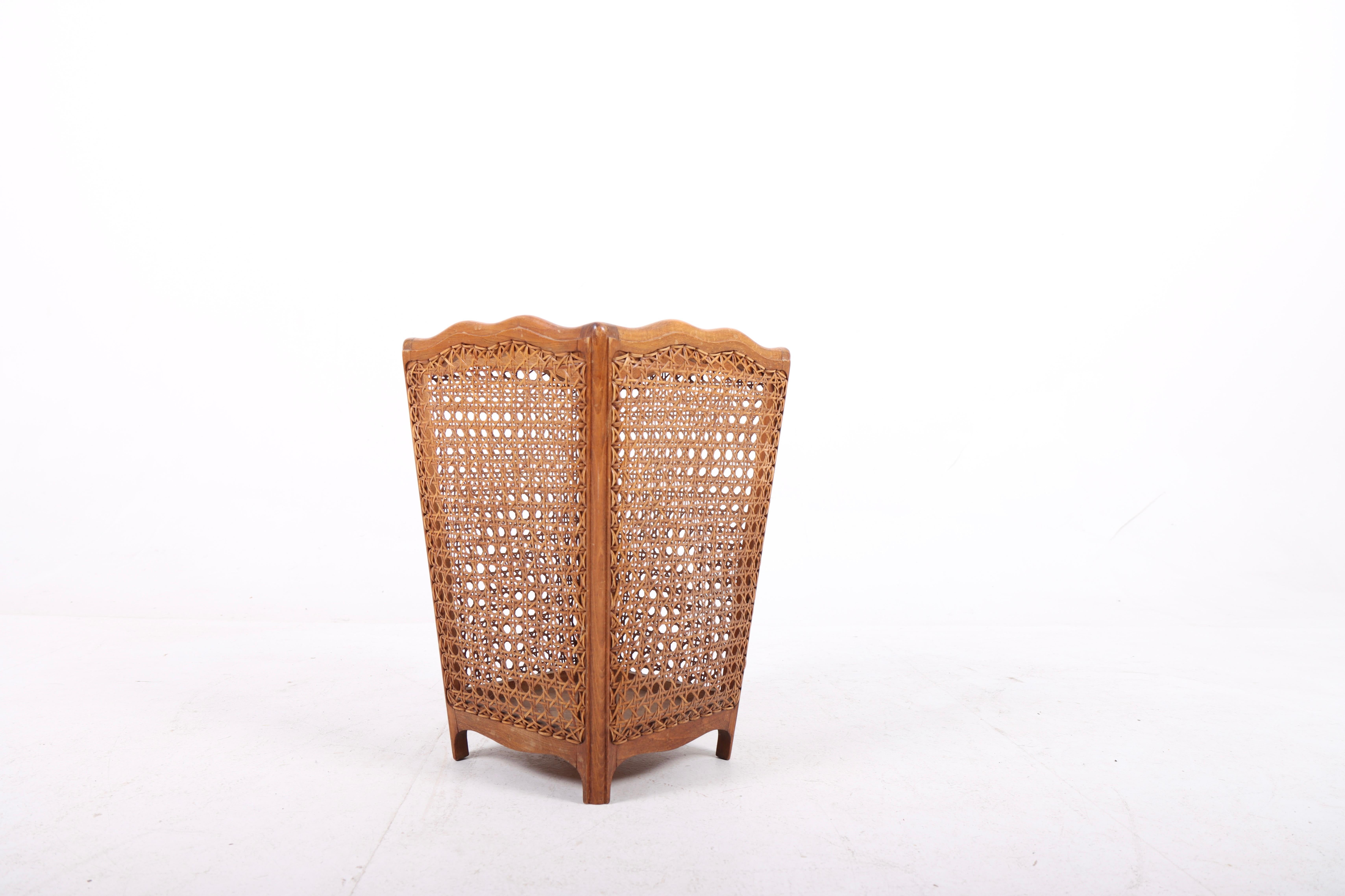 Danish Midcentury Waste Bin in Beech and Cane, Made in Denmark, 1950s For Sale