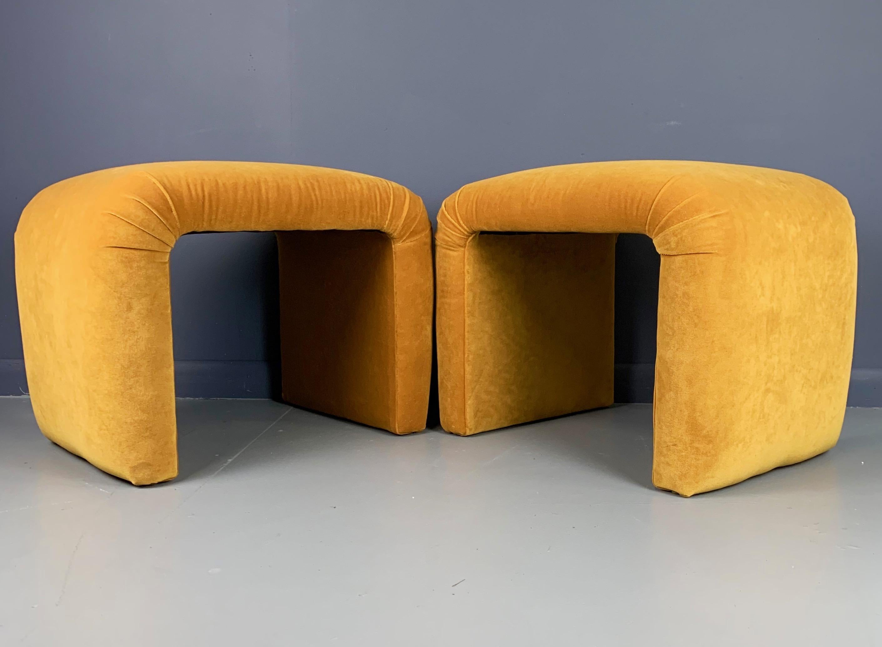 Midcentury Waterfall Upholstered Benches or Stools In Excellent Condition In Philadelphia, PA
