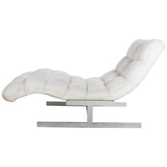 Midcentury "Wave" Chaise Lounge in the Style of Milo Baughman