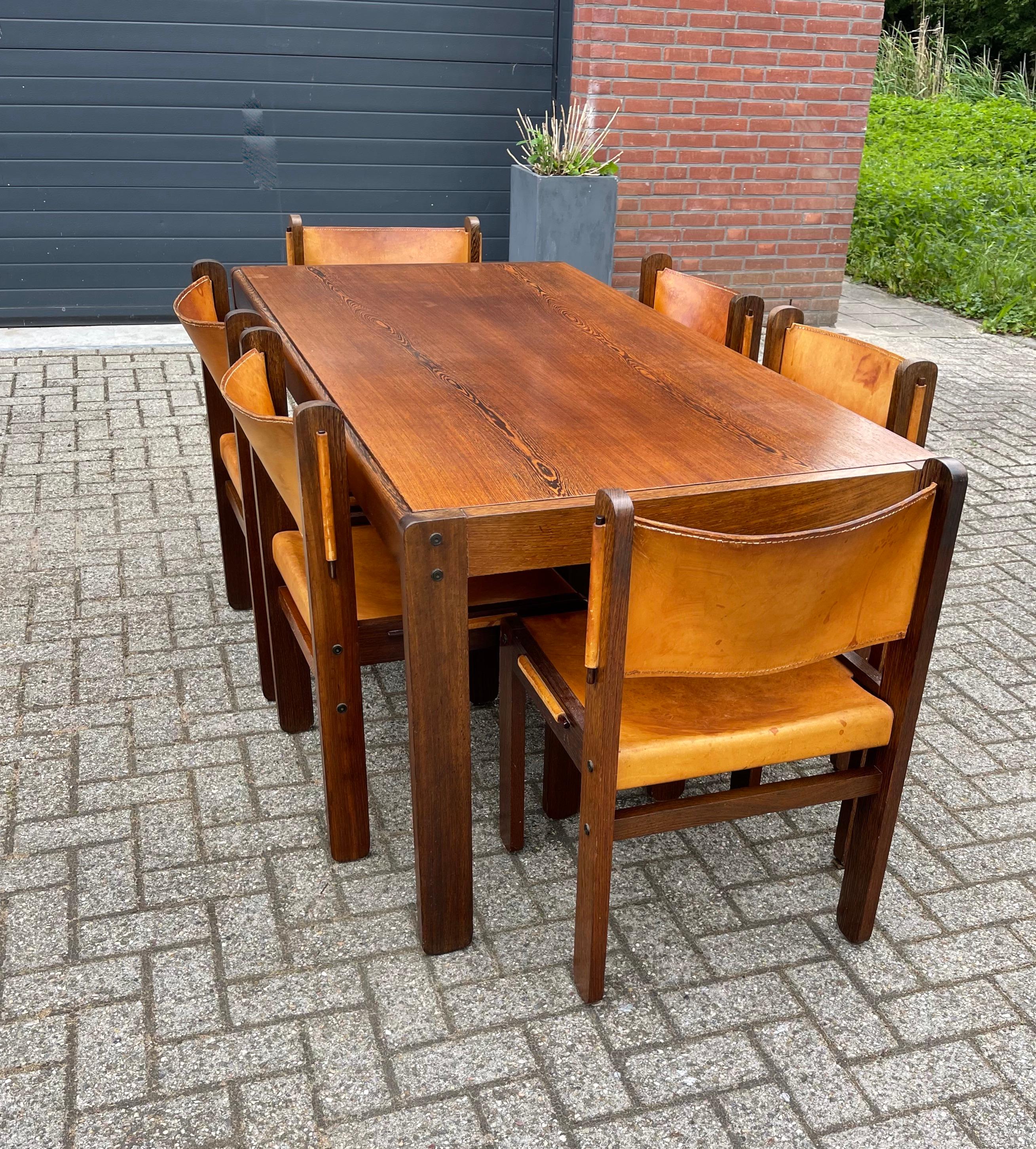 Stunning Midcentury Modern Wengé & Leather Dining Table Set with 6 Chairs, 1970s 8