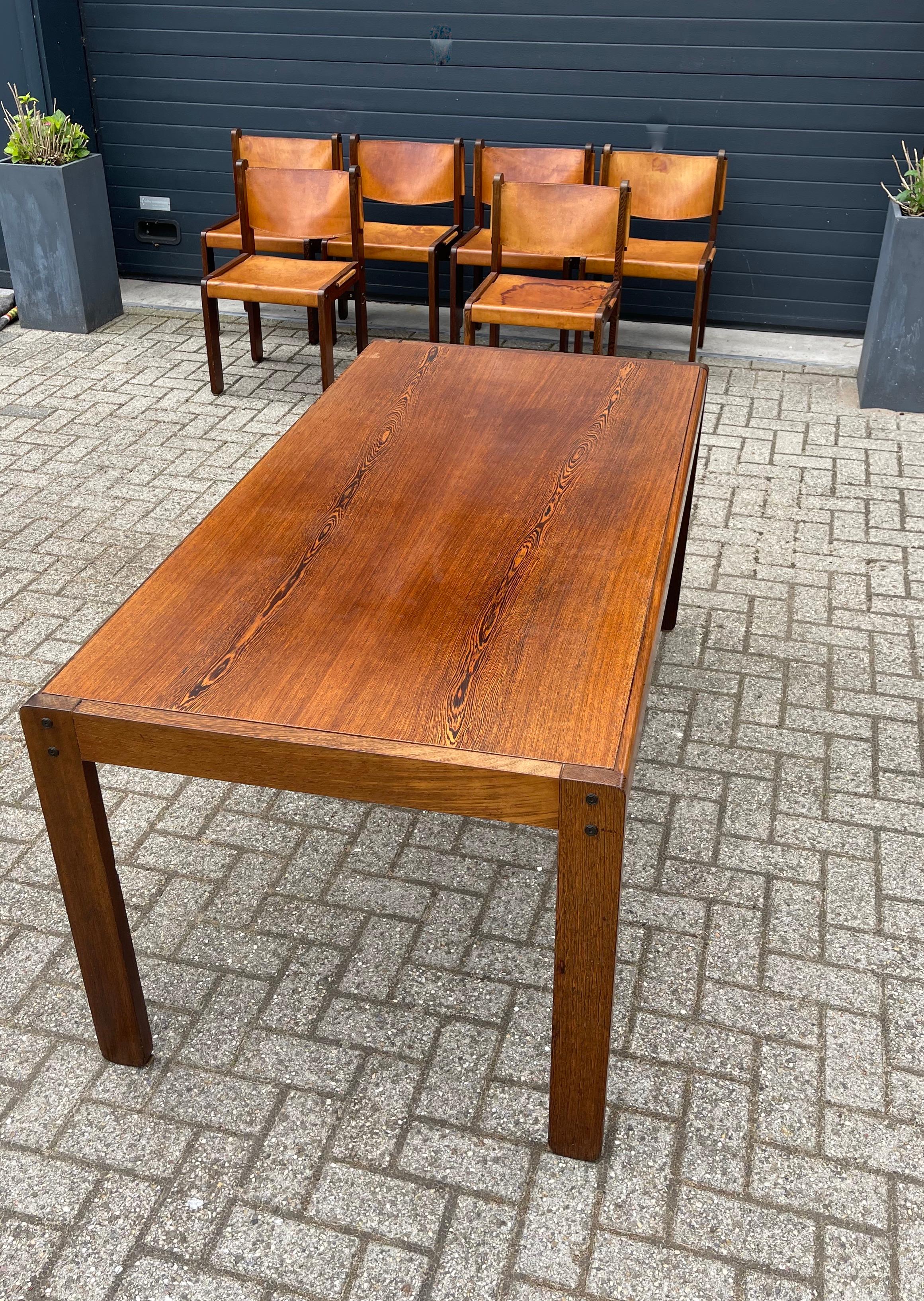 Stunning Midcentury Modern Wengé & Leather Dining Table Set with 6 Chairs, 1970s 10