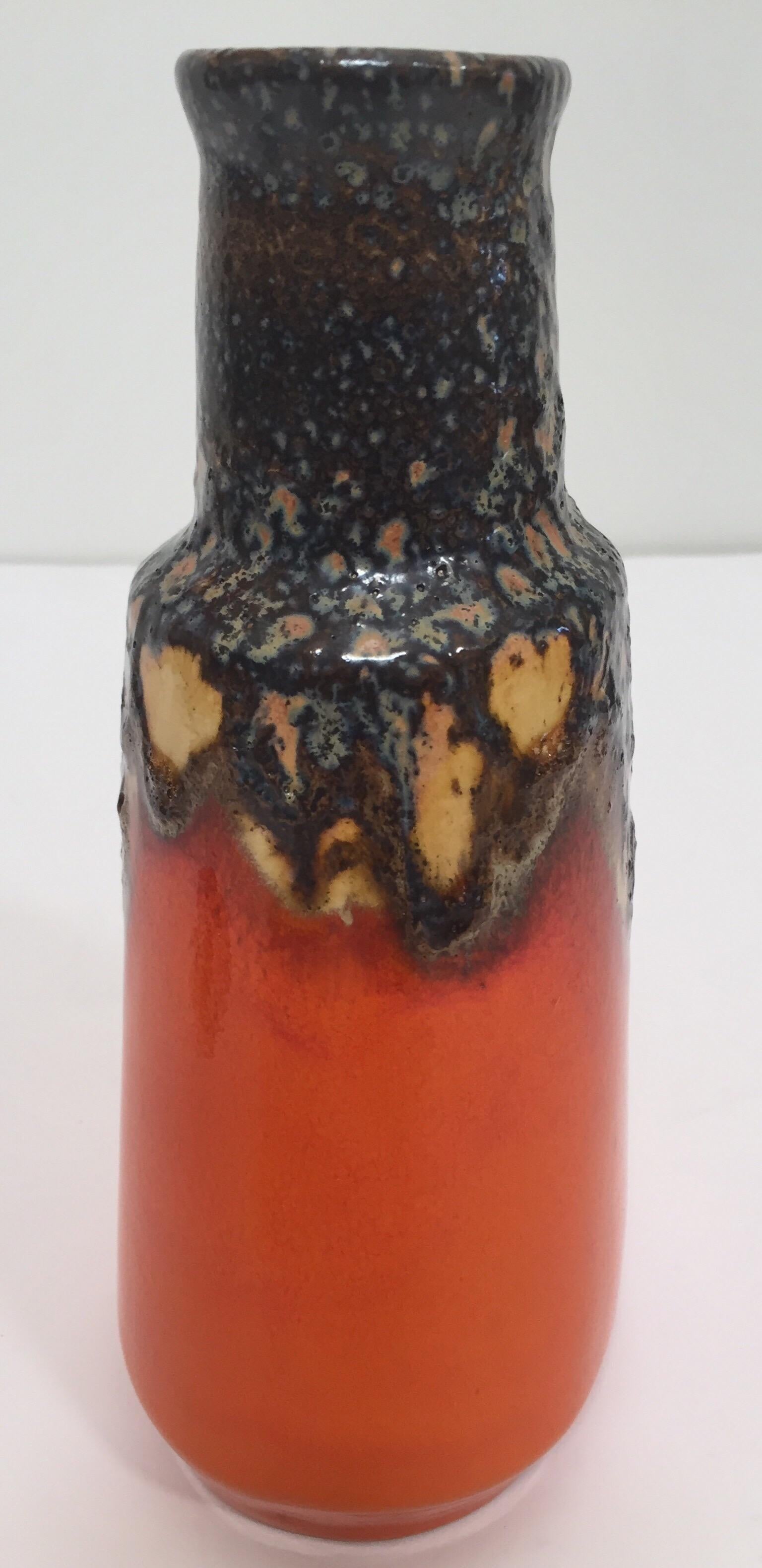 Midcentury West German Fat Lava Orange Bauhaus Vase, 1960 For Sale 1