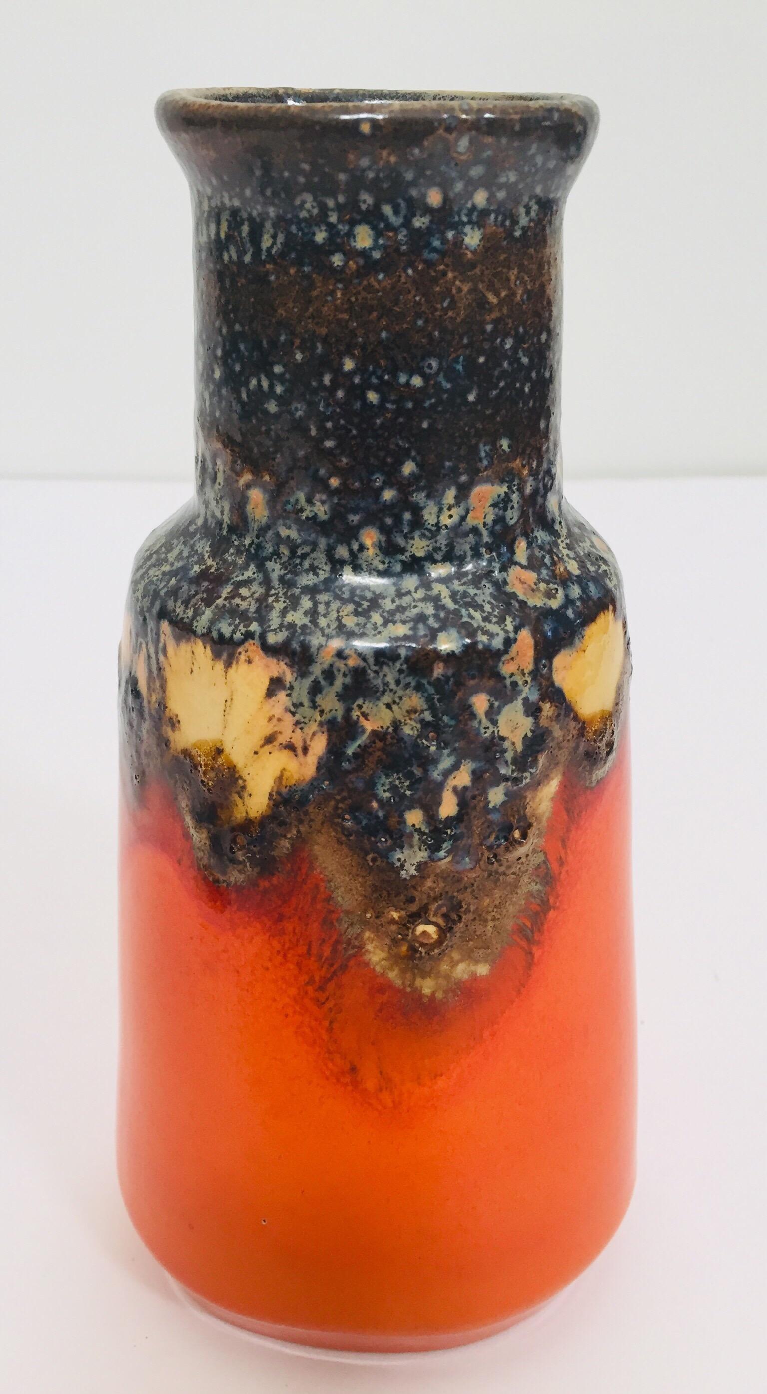 Vaso Bauhaus di metà secolo, Germania occidentale, arancione lava grassa, 1960 in vendita 5