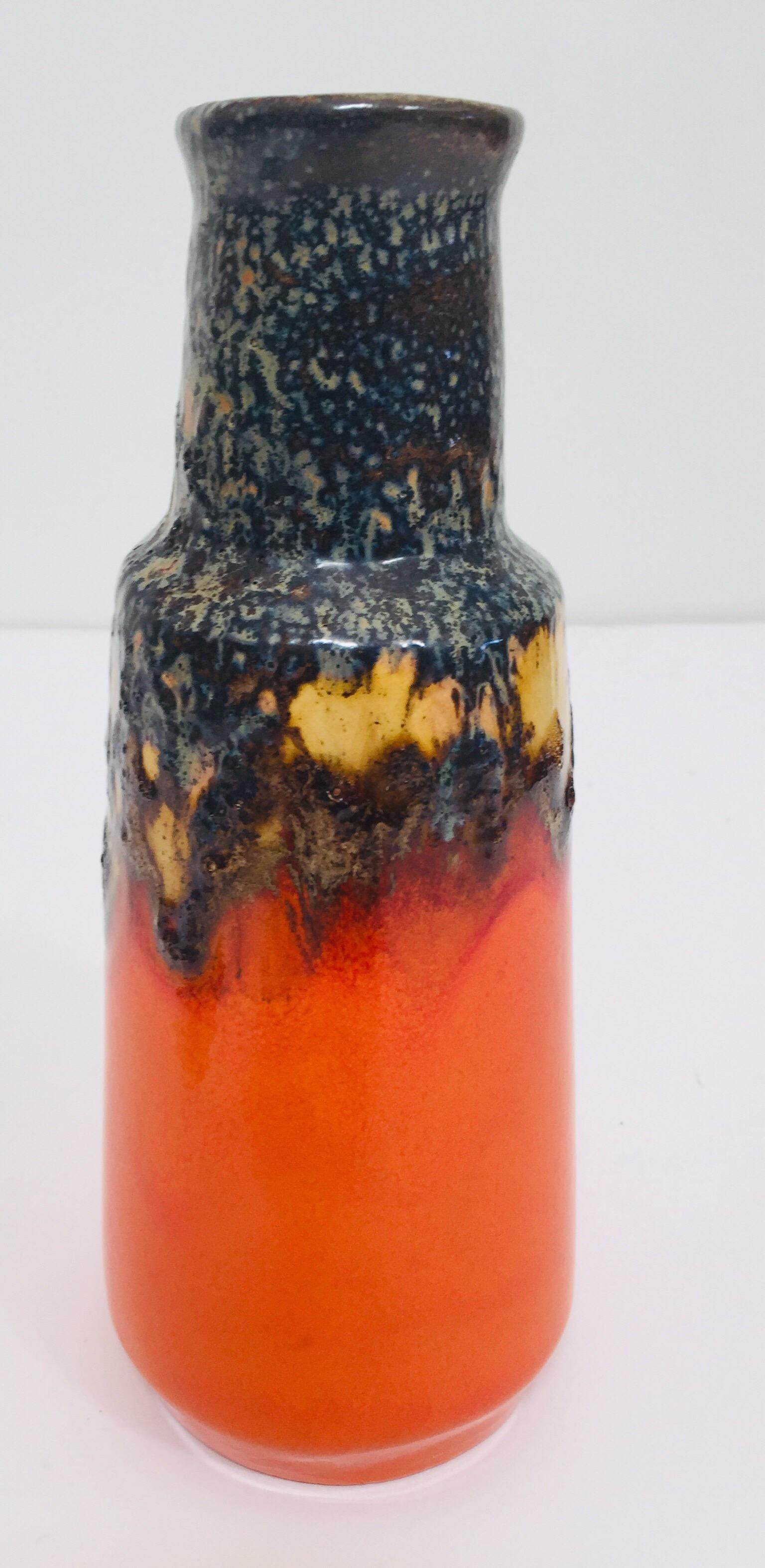 Midcentury West German Fat Lava Orange Bauhaus Vase, 1960 For Sale 7