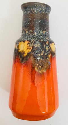 Midcentury West German Fat Lava Orange Bauhaus Vase, 1960