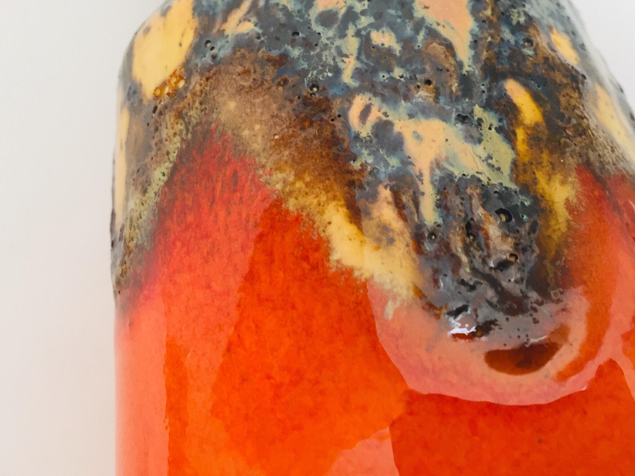 Hand-Crafted Midcentury West German Fat Lava Orange Bauhaus Vase, 1960 For Sale