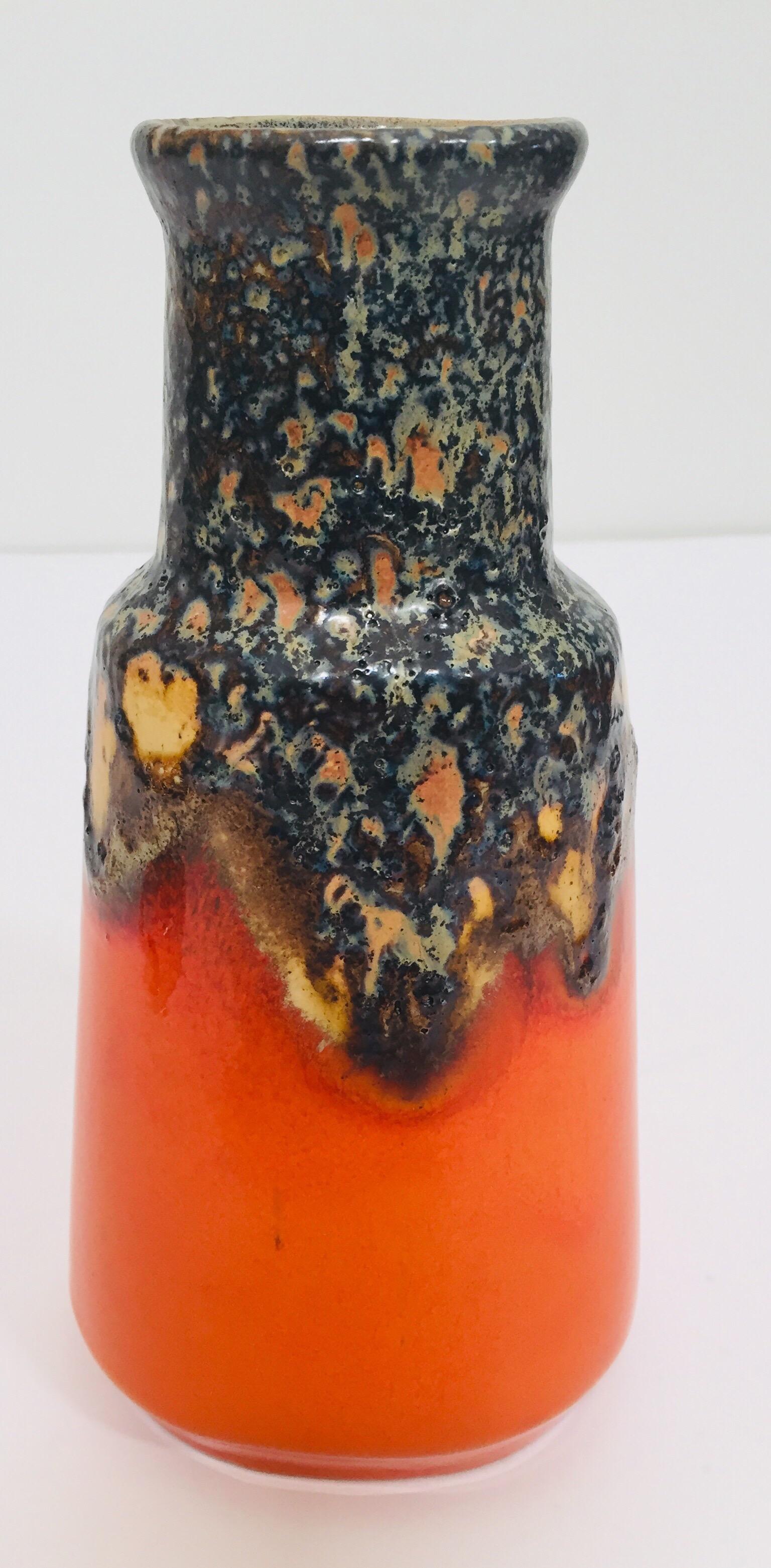 Ceramic Midcentury West German Fat Lava Orange Bauhaus Vase, 1960 For Sale