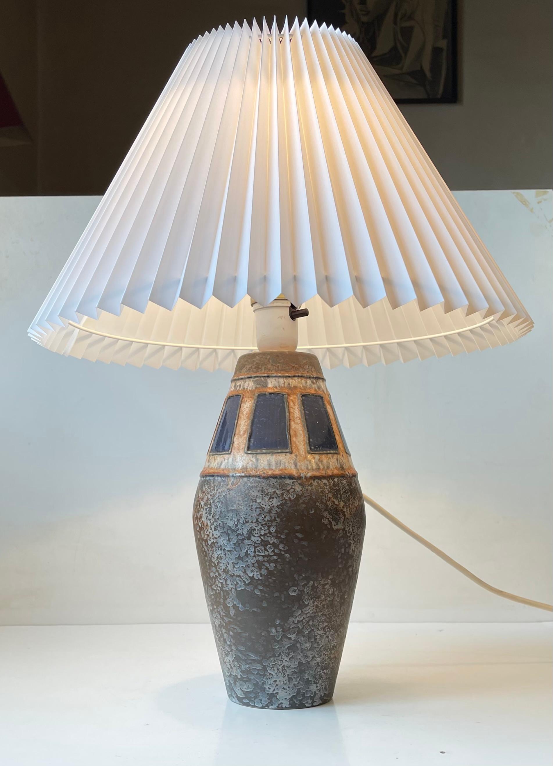 Mid-Century Modern Midcentury Western Germany Ceramic Table Lamp in Earthy Lava Ash Glazes For Sale