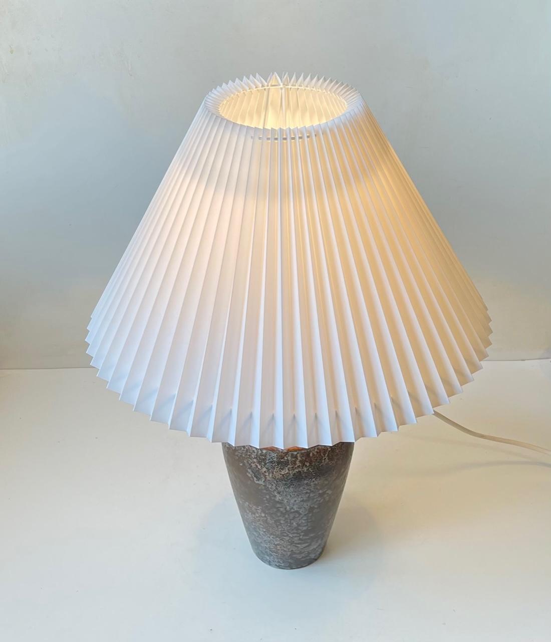 Glazed Midcentury Western Germany Ceramic Table Lamp in Earthy Lava Ash Glazes For Sale