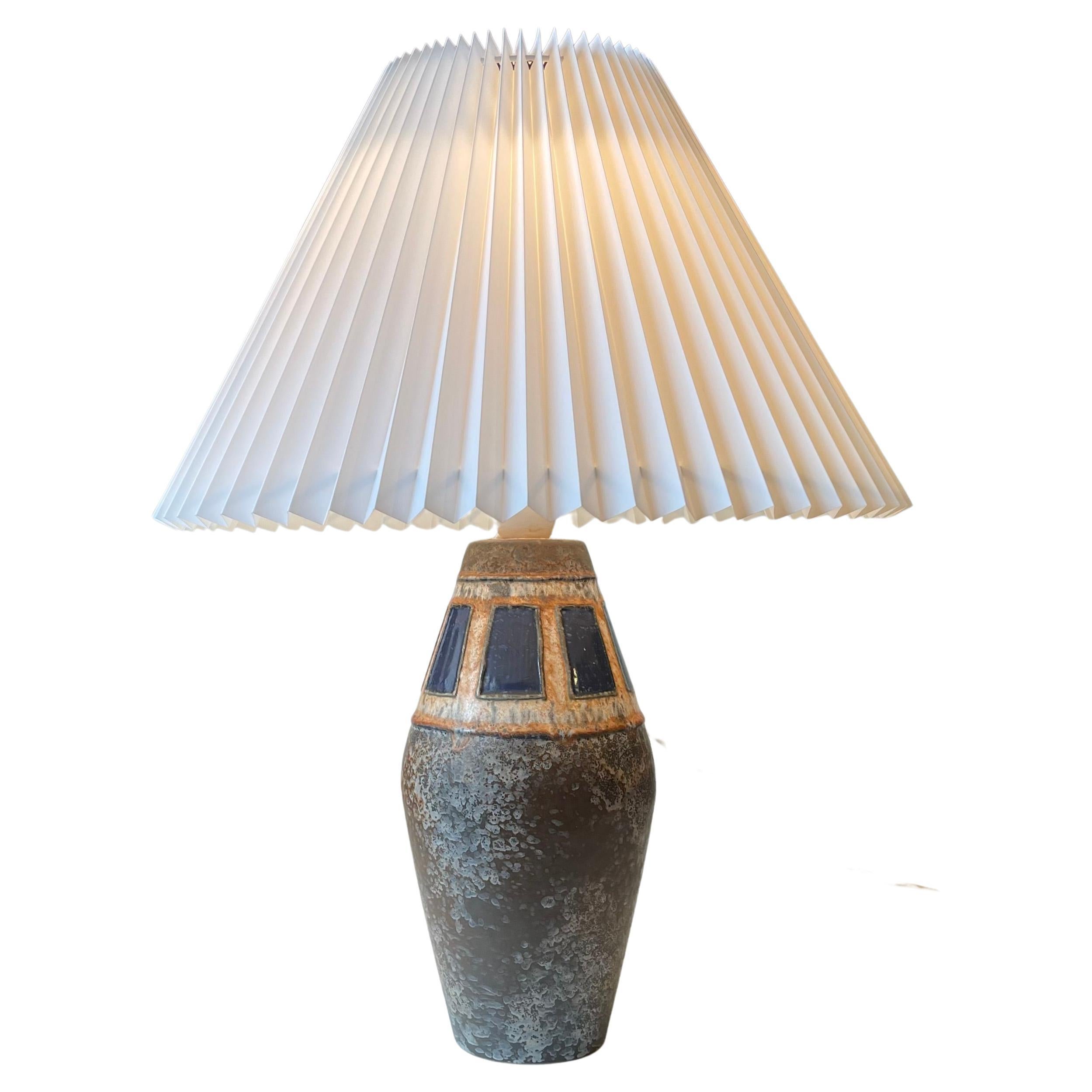 Midcentury Western Germany Ceramic Table Lamp in Earthy Lava Ash Glazes