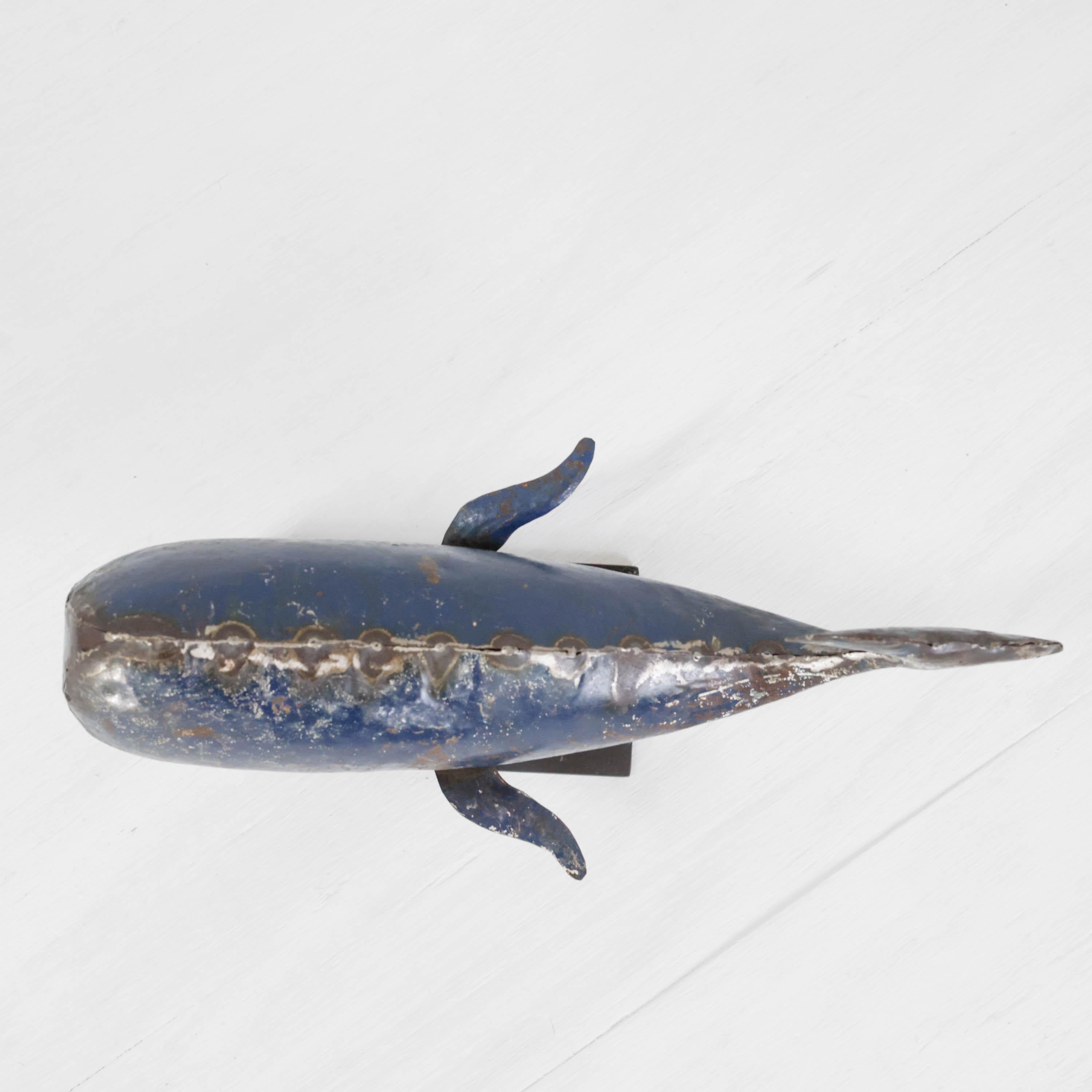 Welded Midcentury Whale Sculpture on Stand, Circa 1960s For Sale