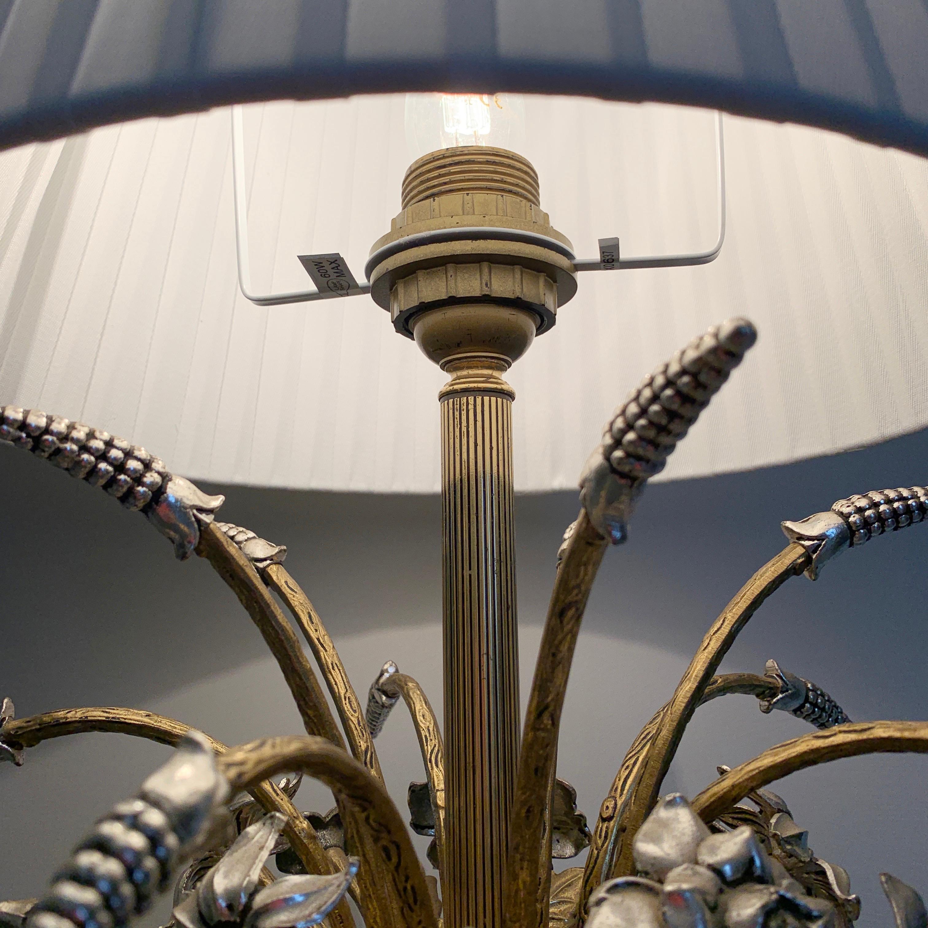 Brass Midcentury Wheat Sheaf/Flowers Lamp Attributed to Peris Andreu