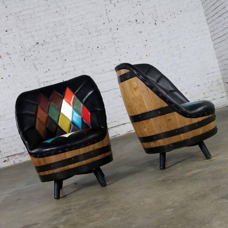 Midcentury Whiskey Barrel Swivel Barrel Chairs by Brothers of Kentucky