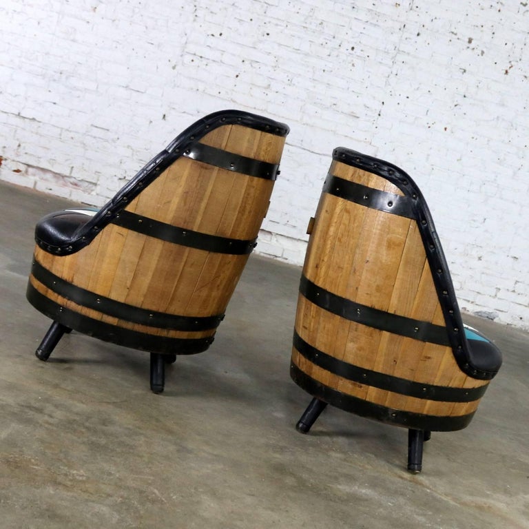 Midcentury Whiskey Barrel Swivel, Wooden Barrel Chair Swivel