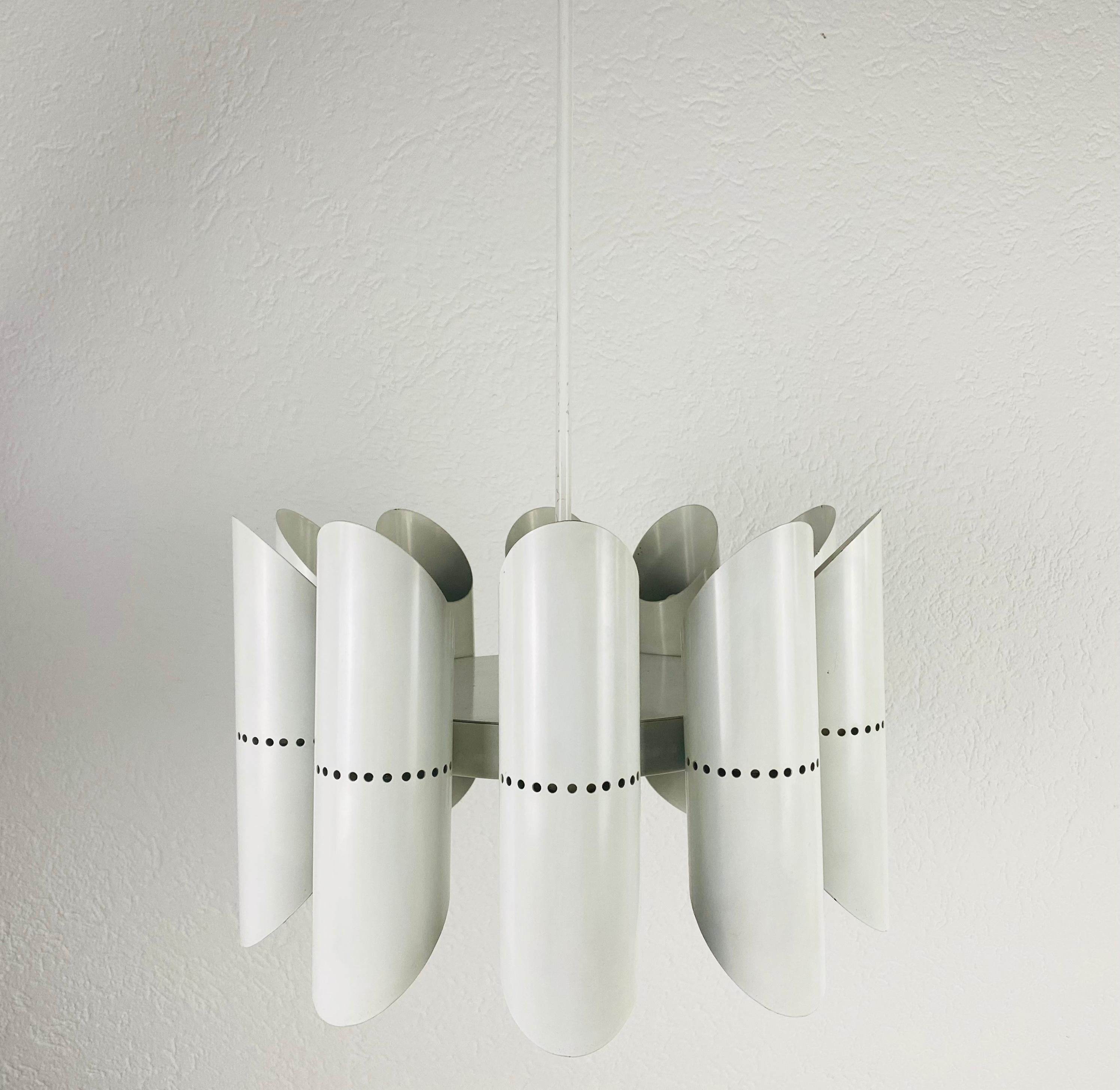 German Midcentury White 10-Arm Space Age Chandelier, 1960s For Sale