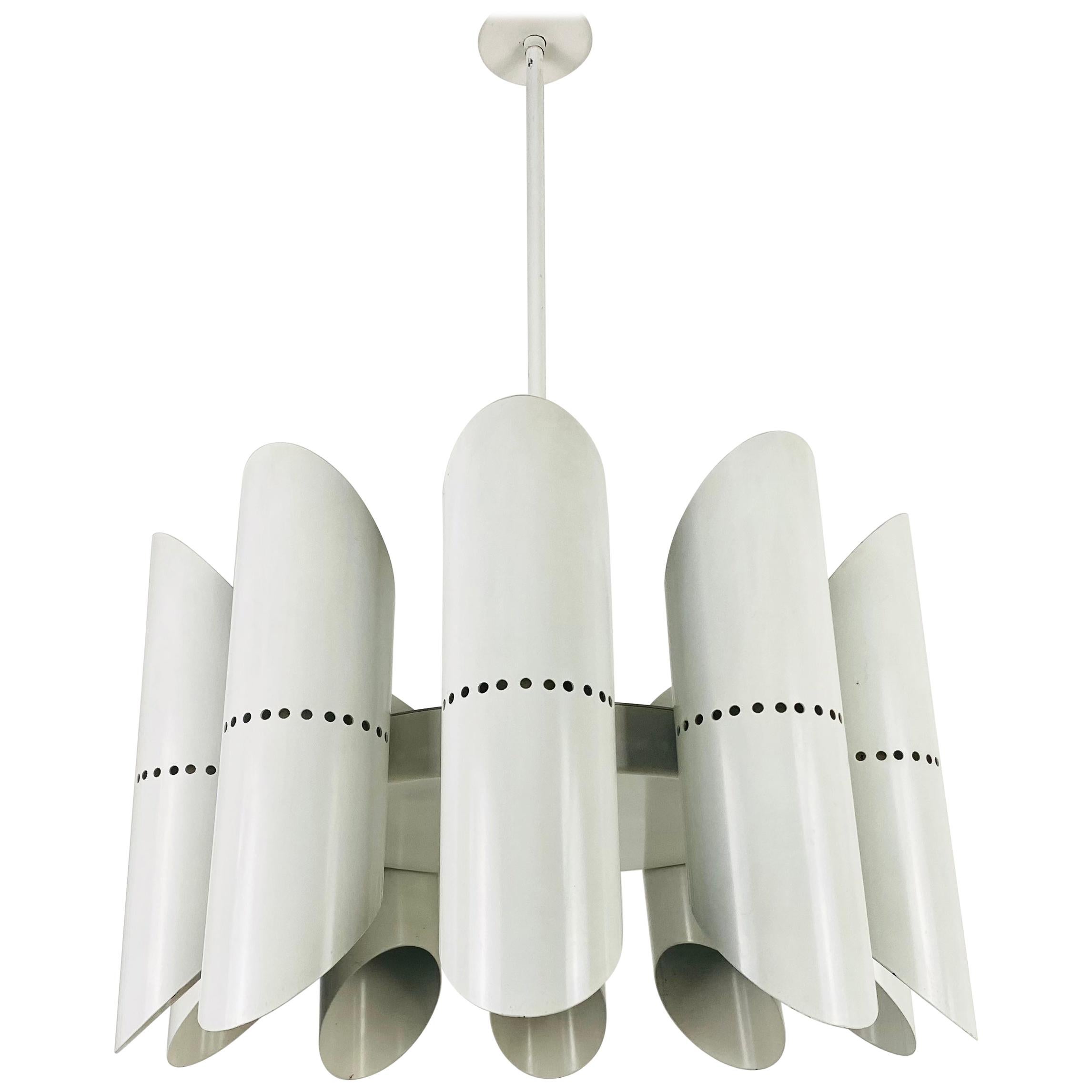 Midcentury White 10-Arm Space Age Chandelier, 1960s For Sale
