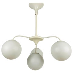 Midcentury White 4-Arm Space Age Chandelier by Max Bill for Temde 1960s