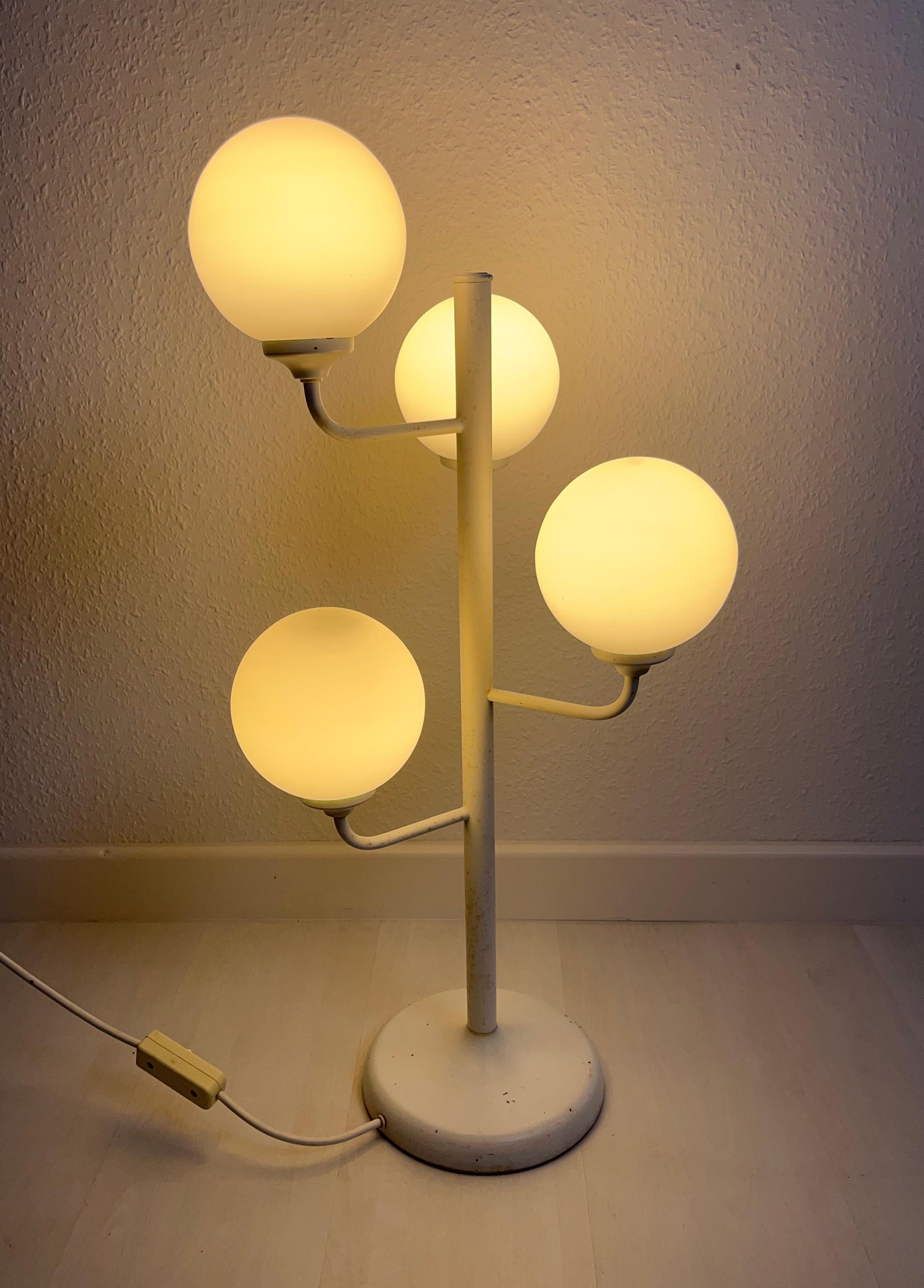 Metal Midcentury White 4-Arm Space Age Floor Lamp, Germany, 1960s For Sale