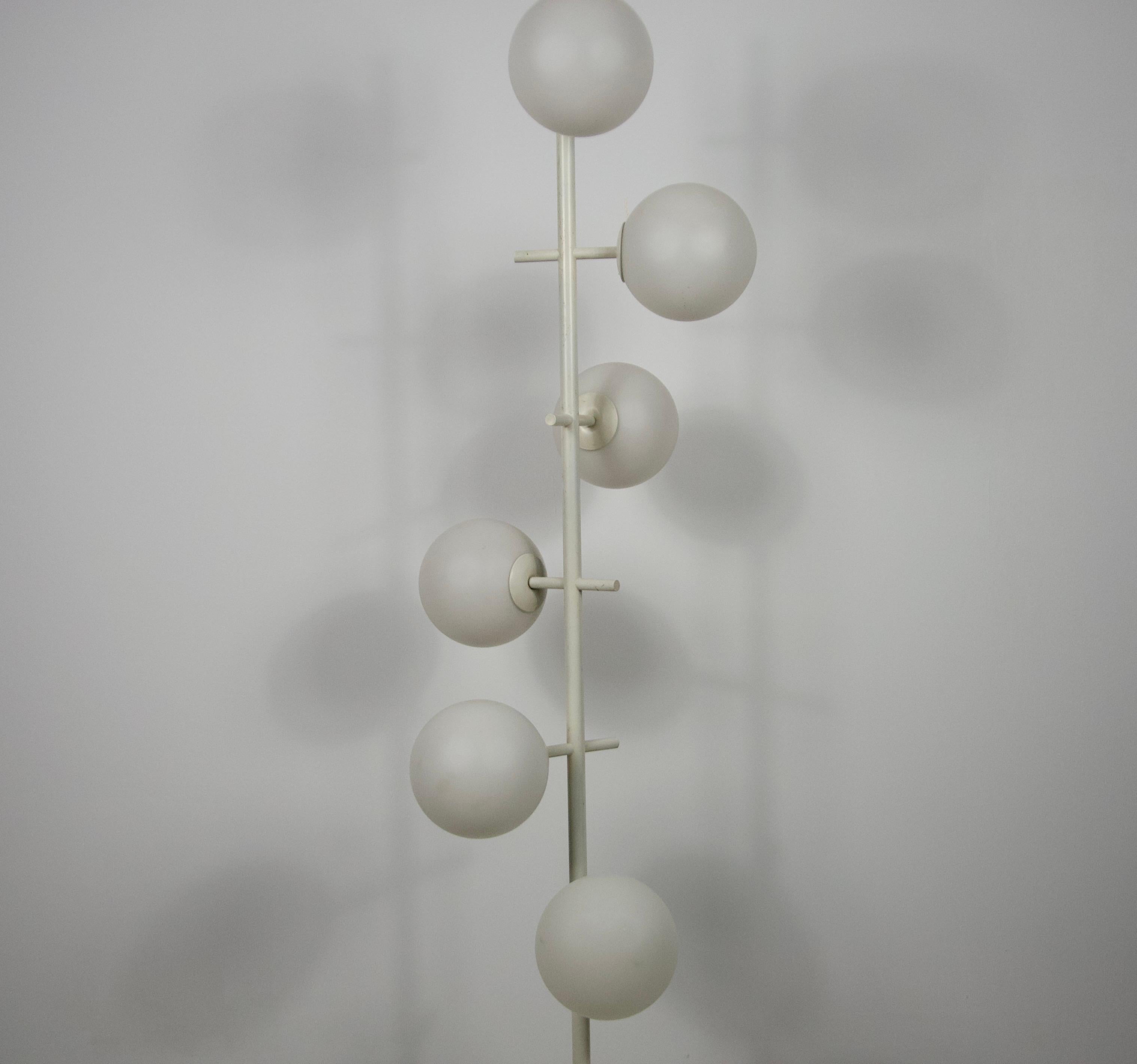 German Midcentury White 6-Arm Space Age Floor Lamp by Max Bill for Temde 1960s