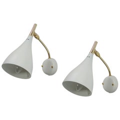 Midcentury White Adjustable Sconces, Wall Lights by Cosack, 1950s