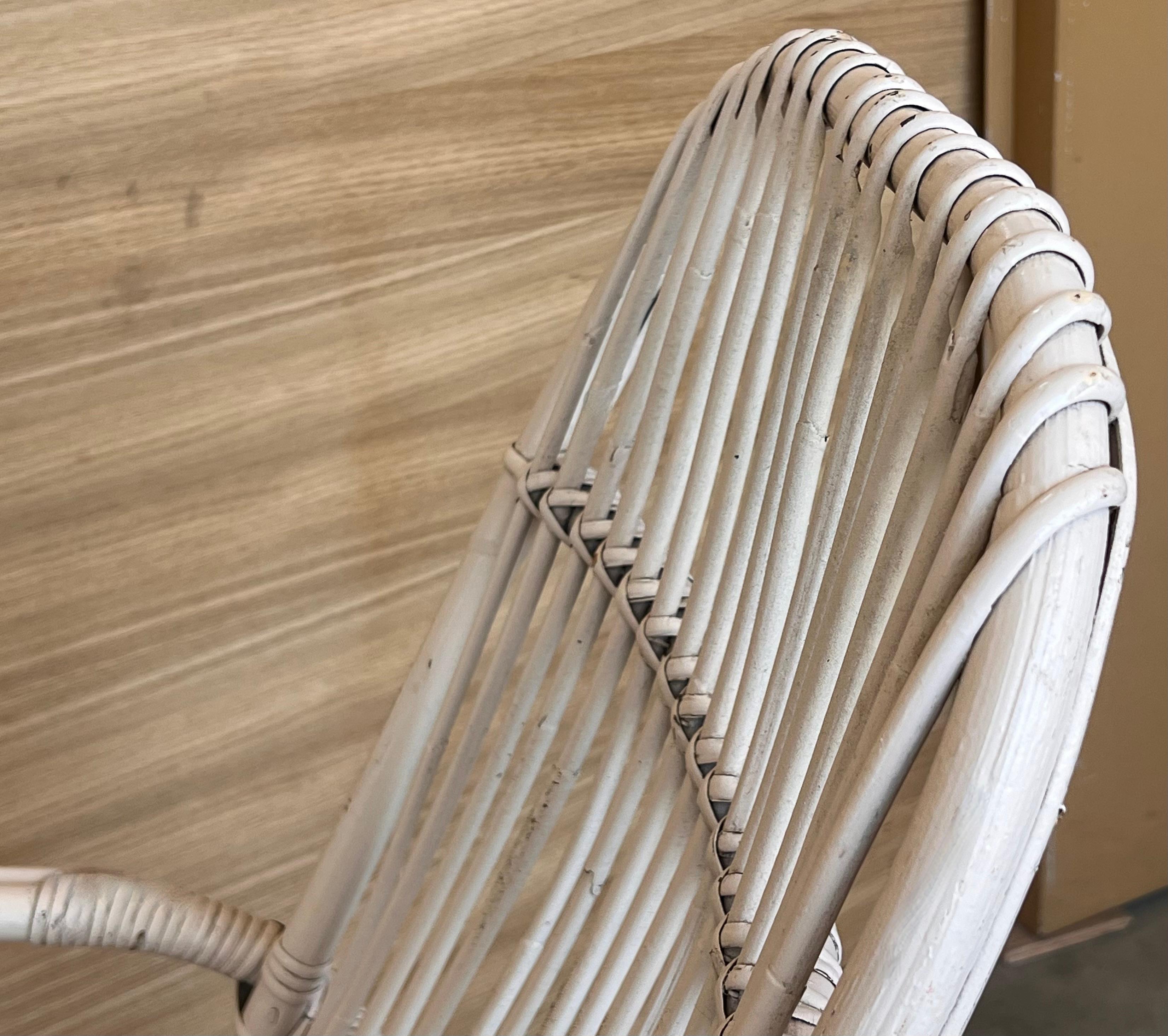 Sedie a dondolo in bambù bianco del Medioevo nello stile di Franco Albini, Italia in vendita 3