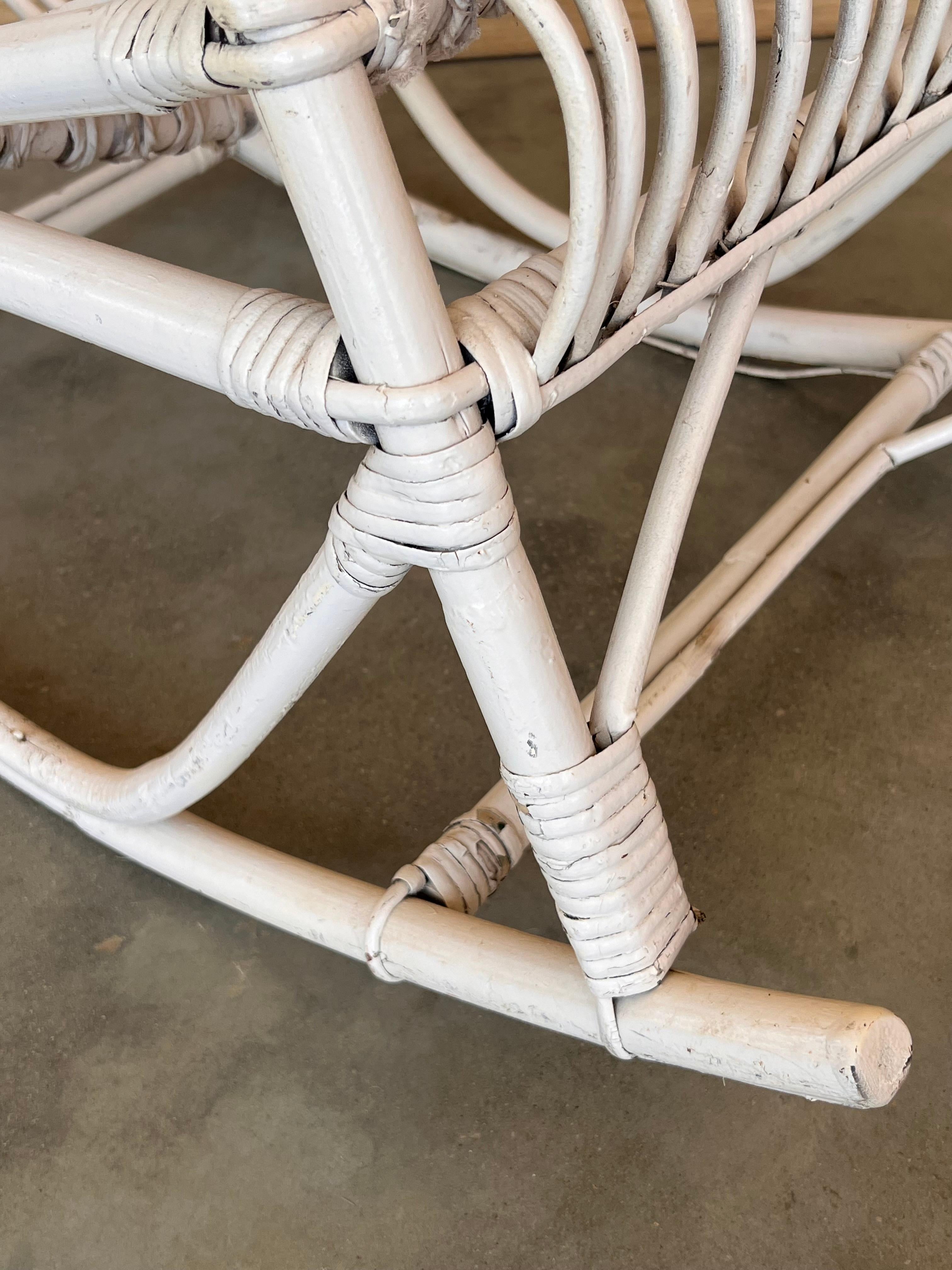 Sedie a dondolo in bambù bianco del Medioevo nello stile di Franco Albini, Italia in vendita 4