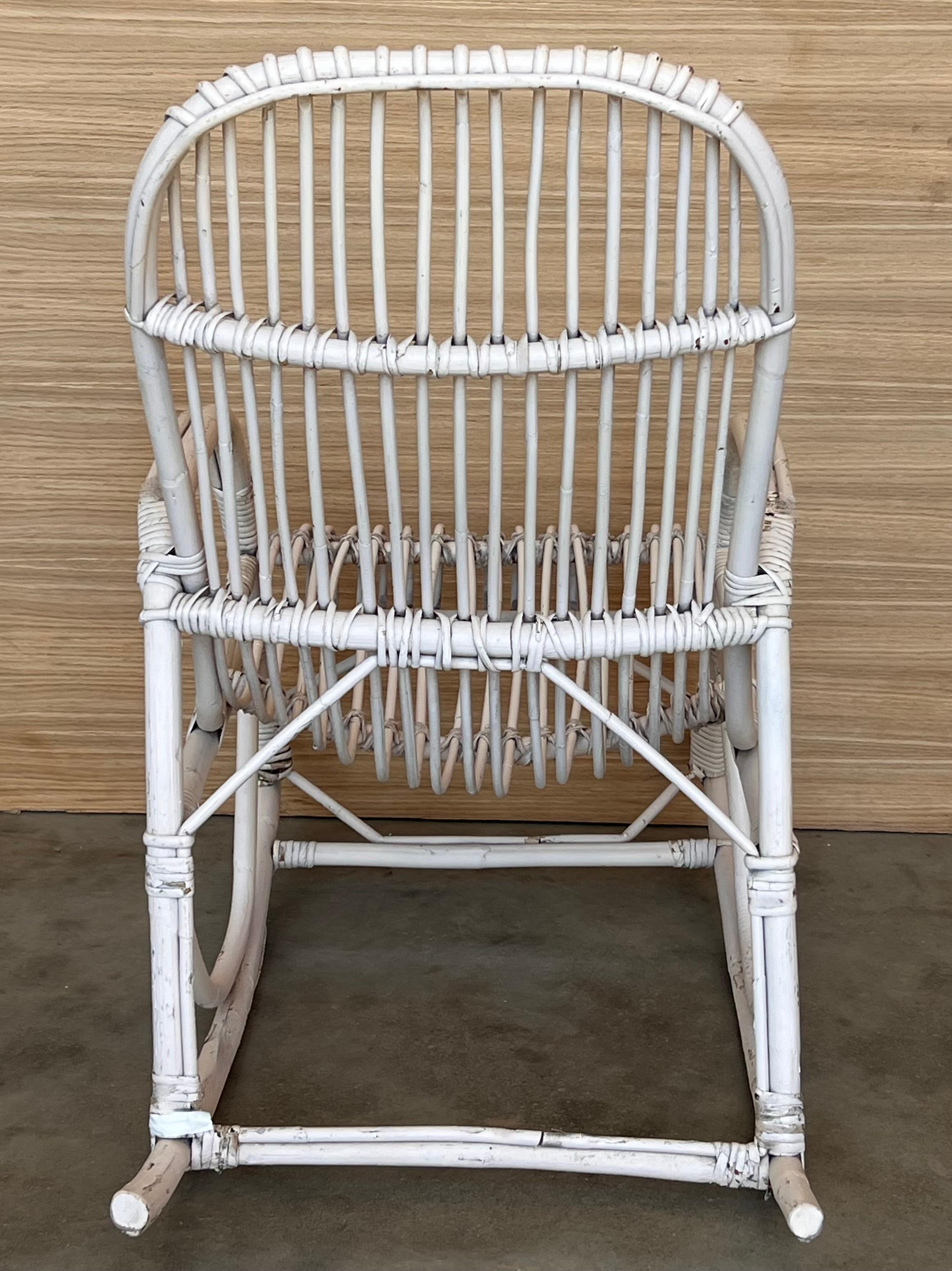 Sedie a dondolo in bambù bianco del Medioevo nello stile di Franco Albini, Italia in vendita 1