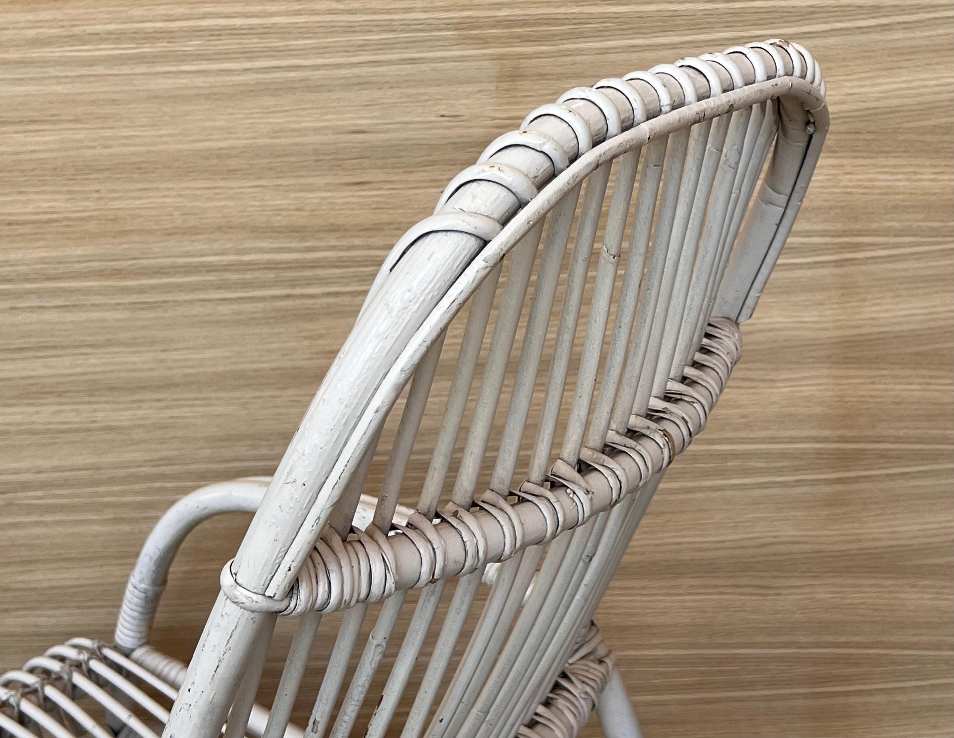 Sedie a dondolo in bambù bianco del Medioevo nello stile di Franco Albini, Italia in vendita 2