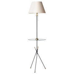 Midcentury White Black Metal Italian Floor Lamp, 1960