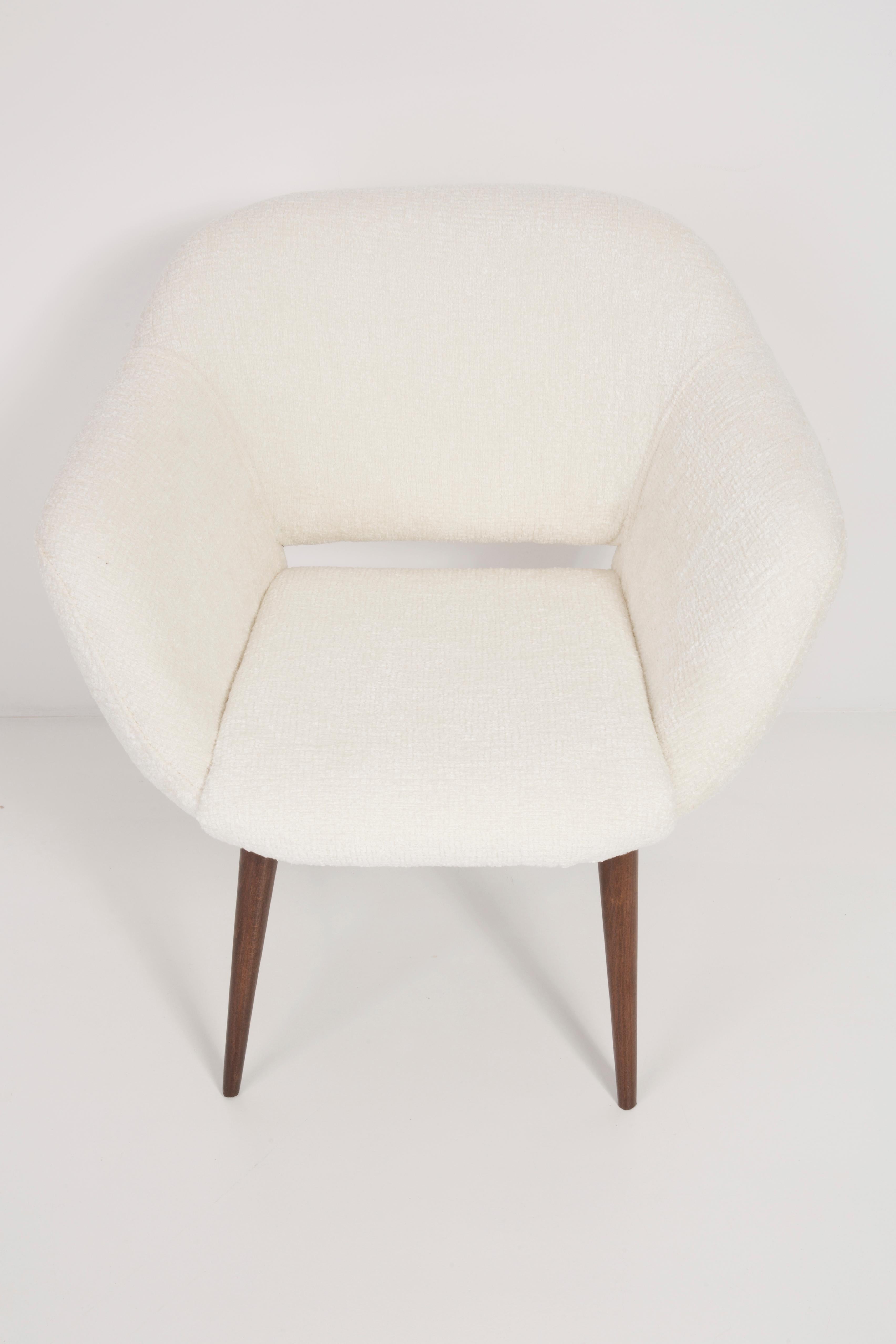 20th Century Midcentury White Boucle Club Armchair, 1960s For Sale