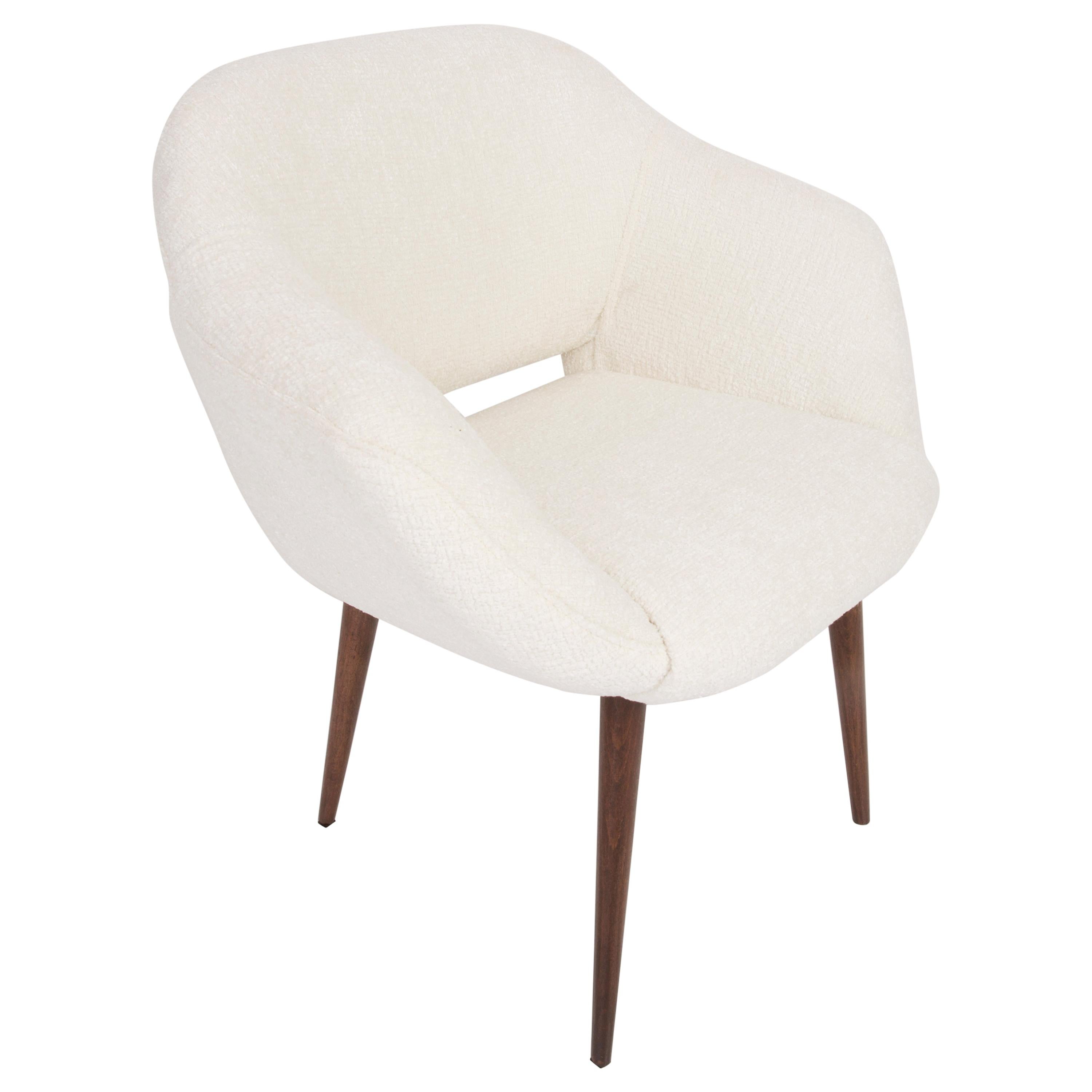 Midcentury White Boucle Club Armchair, 1960s For Sale