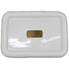 Midcentury White Ceramic Tray by Tommaso Barbi, Italy, 1970s