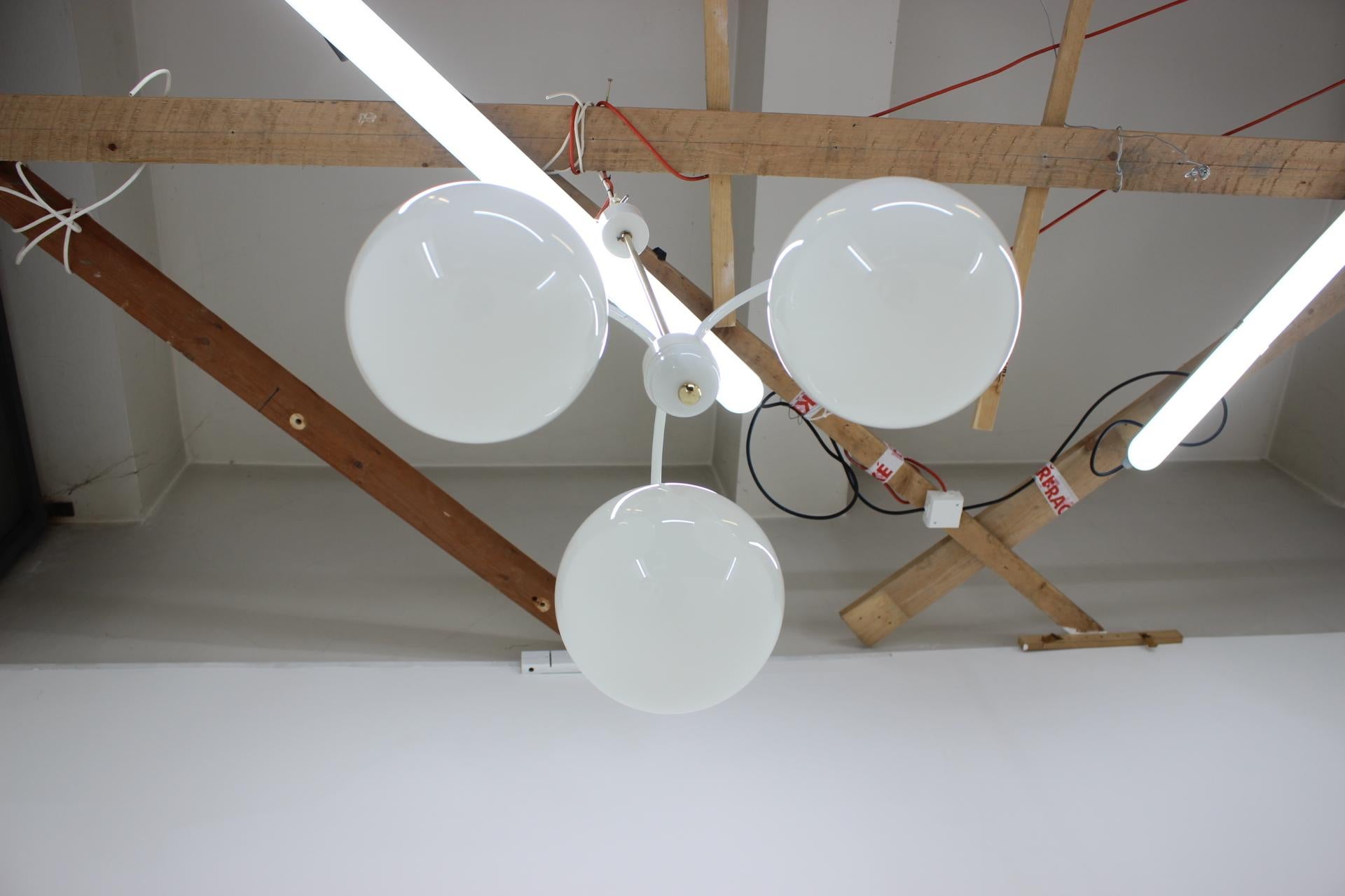 Late 20th Century Midcentury White Chandelier, Kamenický Šenov, 1970s For Sale