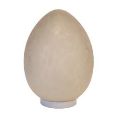 Midcentury white Glass Egg” table lamp, Glass, Vianne France