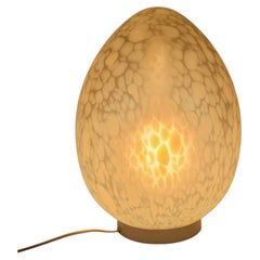 Midcentury white Glass Egg” table lamp, Glass, Vianne France
