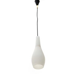 Midcentury White Glass Italian Pendant Lamp, 1950s