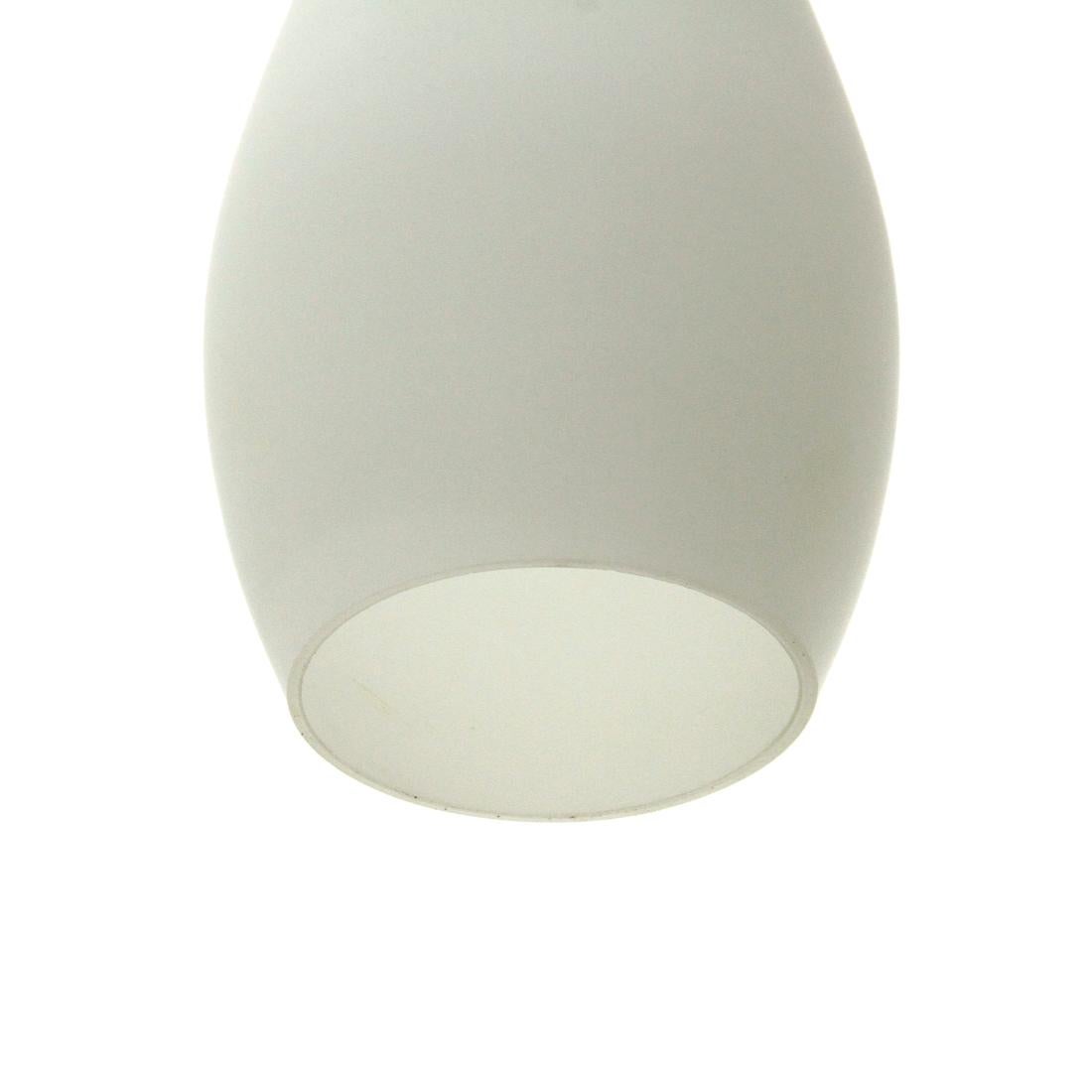 Mid-20th Century Midcentury White Glass Italian Pendant Lamp, 1950s For Sale
