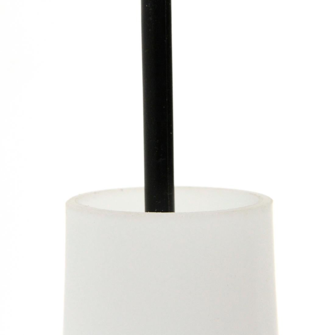 Midcentury White Glass Italian Pendant Lamp, 1950s For Sale 1