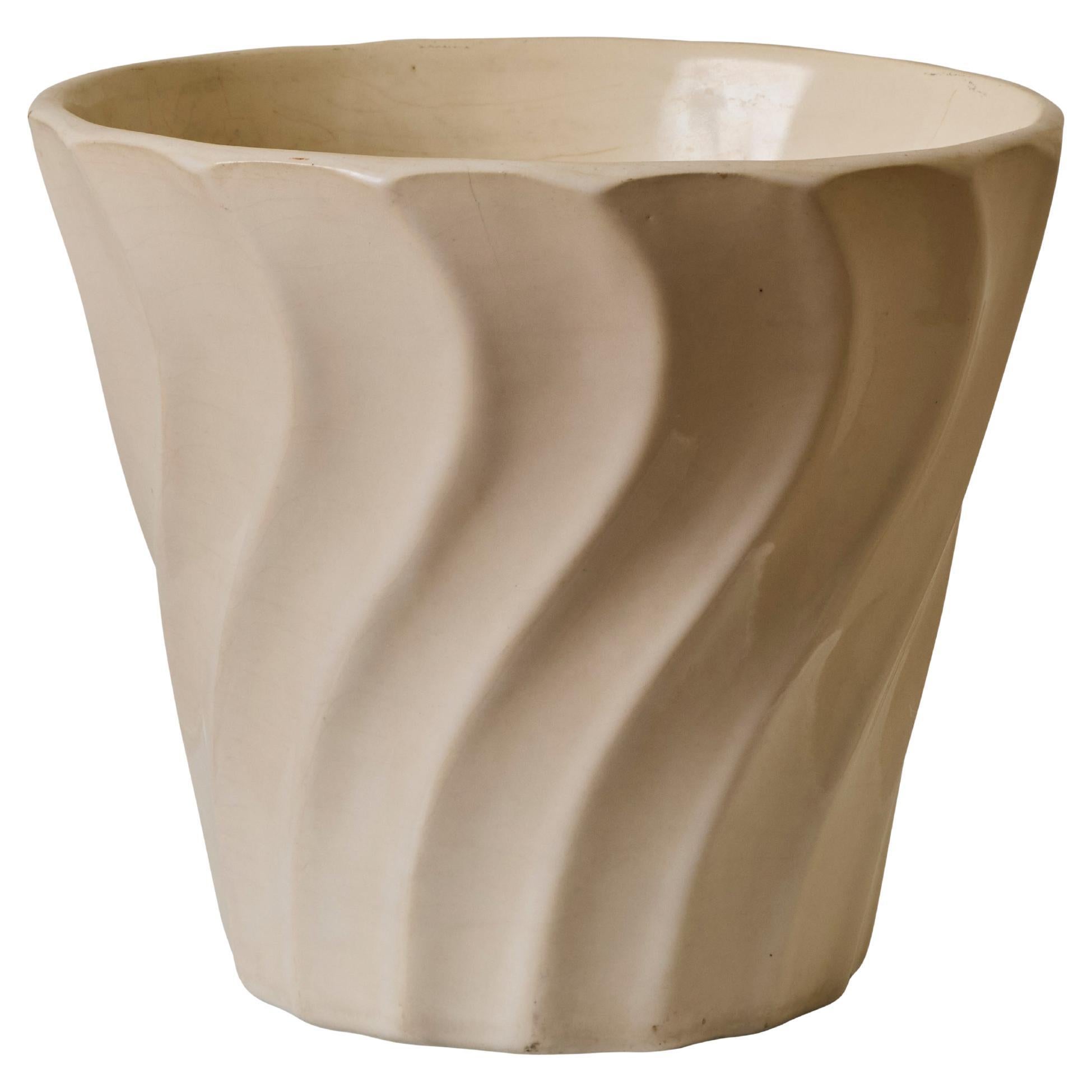 Midcentury White Glazed Ceramic Bauer Planter