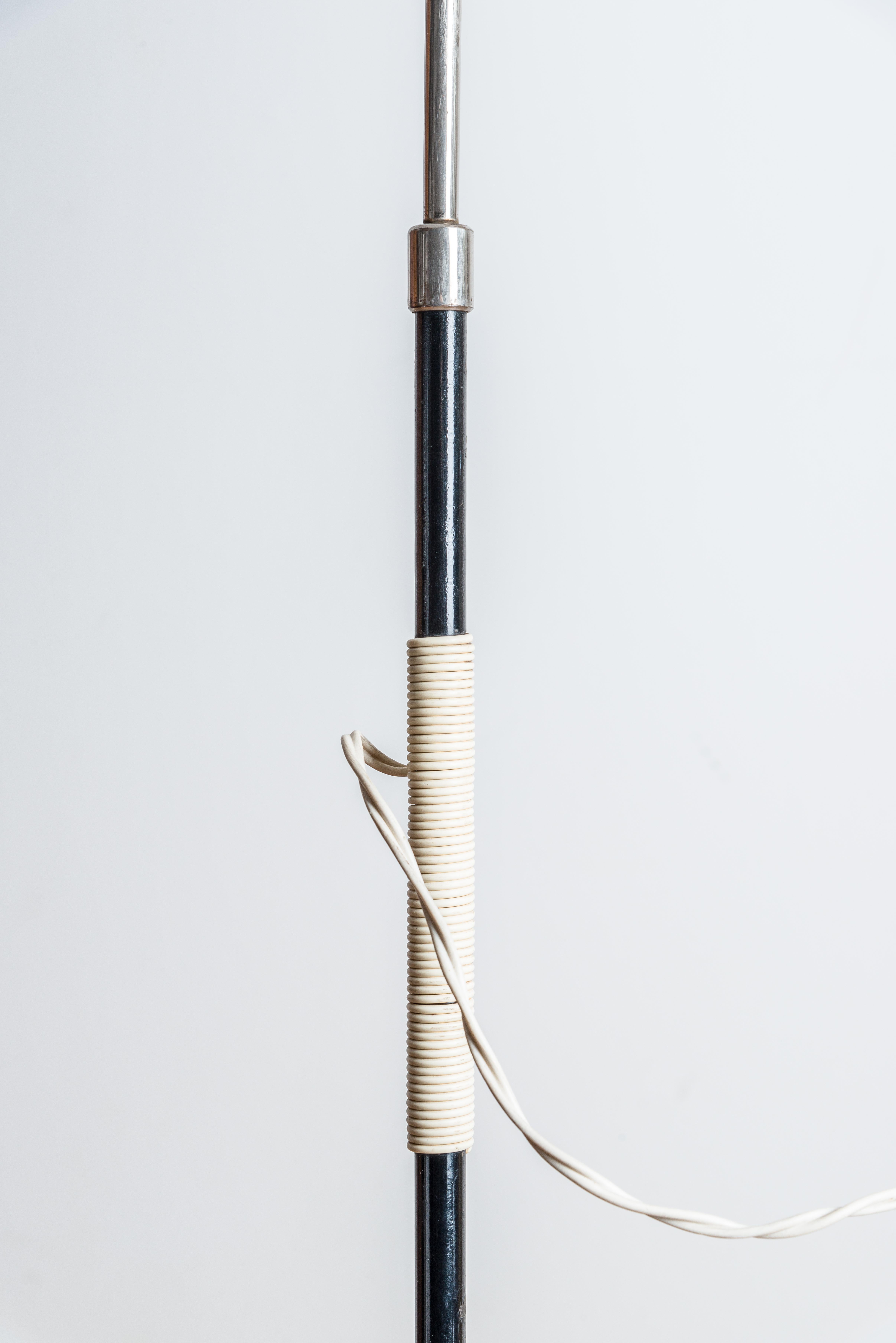 20th Century Midcentury White Kalmar-Style Floor Lamp with pleated Vinyl Lamp Shade 1960s