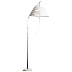 Midcentury White Kalmar-Style Floor Lamp with pleated Vinyl Lamp Shade 1960s