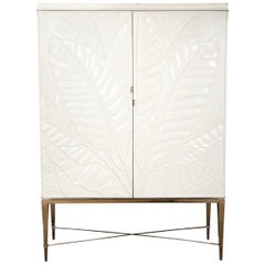 Midcentury White Lacquered Bar Cabinet