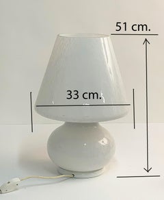 Lampe de table italienne en forme de champignon en verre de Murano blanc:: 1970