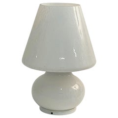 Midcentury White Murano Glass Italian Mushroom-Shaped Table Lamp, 1970s